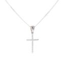 Silver Cubic Zirconia Cross Pendant And Chain 18" By Icesia