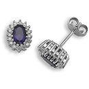 9 Carat White Gold 25pts Diamond & Amethyst Stud Earrings