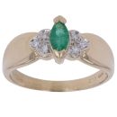 14ct Yellow Gold 0.06ct Diamond and Emerald Solitaire Ring