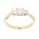 18ct Yellow Gold 0.50ct Princess Cut Diamond Trilogy Ring