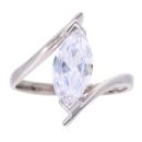 9ct White Gold Cubic Zirconia Marquise Ring