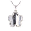 9ct White Gold 0.20ct Diamond Flower Pendant And Chain 20"