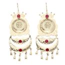 14ct Yellow Gold Red Gemstone Lion Drop Earrings