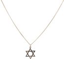 9ct Yellow Gold Star of David Patterned Pendant and Chain 16"