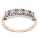 9ct Yellow Gold 1.00ct Brilliant Cut Diamond Five Stone Ring