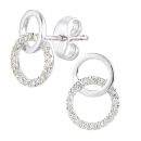 9ct White Gold Diamond Circle Stud Earrings