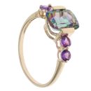 9ct Yellow Gold Mystic Topaz and Amethyst Dress Ring
