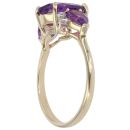 9ct Yellow Gold 0.02ct Diamond and Amethyst Three Stone Ring