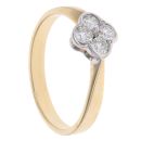 18ct Yellow Gold 0.45ct Diamond Four Stone Clover Cluster Ring