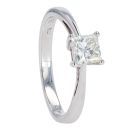 18ct White Gold Princess Cut 0.50ct Diamond Solitaire Ring
