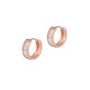 Rose Gold Plated Sterling Silver Channel Set Cubic Zirconia Huggie Hoops