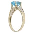 9ct Yellow Gold 0.05ct Diamond and Blue Topaz Solitaire Ring