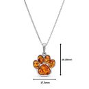 Sterling Silver Baltic Amber Animal Dog Paw Print Pendant Necklace