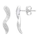 9ct White Gold Diamond Twist Drop Earrings
