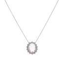 Silver Cubic Zirconia Cluster Pendant And Chain 18" By Icesia