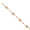 9ct Yellow Gold Amethyst Bracelet 7"