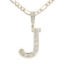 9ct Yellow Gold Cubic Zirconia J Pendant and Chain 24"
