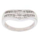 9ct White Gold 0.50ct Diamond Two Row Ring