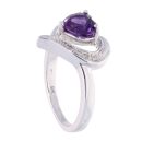 9ct White Gold Amethyst and Diamond Heart Ring