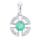 18ct White Gold 0.15ct Diamond and Emerald Fancy Pendant
