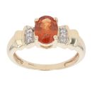 9ct Yellow Gold 0.05ct Diamond And Orange Gemstone Ring