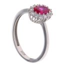 Silver Red Gemstone And Cubic Zirconia Cluster Ring By Icesia