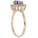 9ct Yellow Gold Amethyst And Cubic Zirconia Cluster Ring