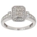 9ct White Gold 0.50ct Princess And Brilliant Cut Diamond Cluster Ring