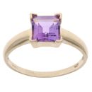 9ct Yellow Gold Amethyst Single Stone Ring