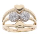 14ct Yellow Gold Cubic Zirconia Balls And Hearts Ring