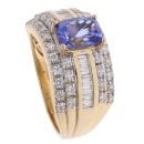 18ct Yellow Gold 1.00ct Diamond and Tanzanite Ring