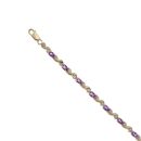 9ct Yellow Gold 0.15ct Diamond and Amethyst Bracelet 7.5"
