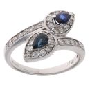 18ct White Gold 0.33ct Diamond And Sapphire Cluster Twist Ring