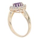 9ct Yellow Gold Amethyst And Cubic Zirconia Cluster Ring