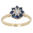 18ct Yellow Gold 0.10ct Diamond And Sapphire Cluster Ring
