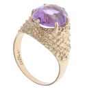 9ct Yellow Gold Amethyst Patterned Single Stone Ring