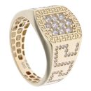 14ct Yellow Gold Cubic Zirconia Greek Key Signet Ring