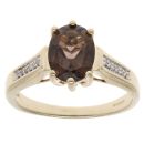 9ct Yellow Gold Smoky Quartz Single Stone Ring