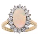 18ct Yellow Gold 0.55ct Diamond And Opal Cluster Ring