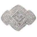 9ct White Gold 1.00ct Princess And Brilliant Cut Diamond Cluster Ring