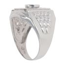 18ct White Gold Cubic Zirconia Patterned Signet Ring