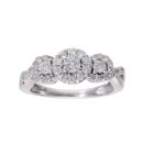 18ct White Gold Triple 0.50ct Diamond Cluster Ring