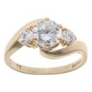 9ct Yellow Gold Cubic Zirconia Three Stone Twist Ring