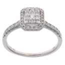 18ct White Gold 0.50ct Diamond Shoulder Cluster Ring
