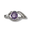 9ct White Gold Amethyst And Cubic Zirconia Swirl Ring