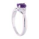 9ct White Gold Amethyst and Diamond Oval Ring