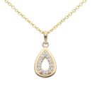 925 Sterling Silver Gold Plated Cubic Zirconia Teardrop Pendant And Chain 18"