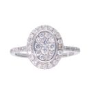 18ct White Gold 0.75ct Diamond Oval Cluster Ring