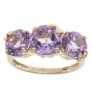 9ct Yellow Gold Amethyst Three Stone Ring