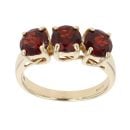 9ct Yellow Gold Three Stone Garnet Ring